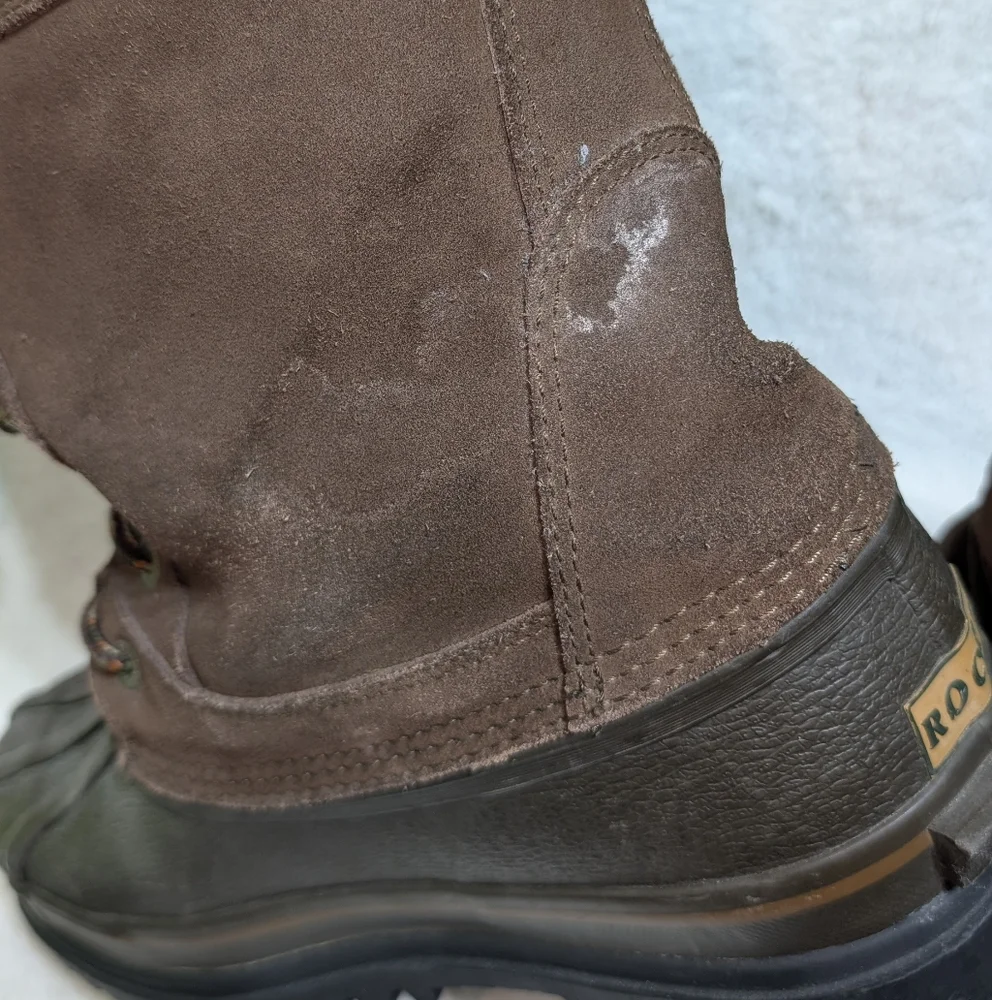 Rocky Mens 10 Brown Leather Insulated Hunting Winter Duck Boots 7758 Steel Shank